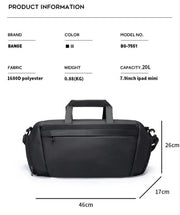 Waterproof women’s fitness and travel bag measuring 46cm x 26cm x 17cm with 20L storage capacity
