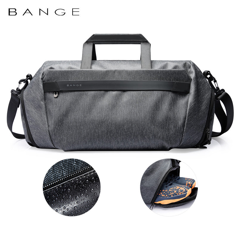 Waterproof fitness travel bag with separate shoe compartment and water-resistant fabric
