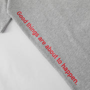 Motivational sleeve print on gray oversized men’s T-shirt
