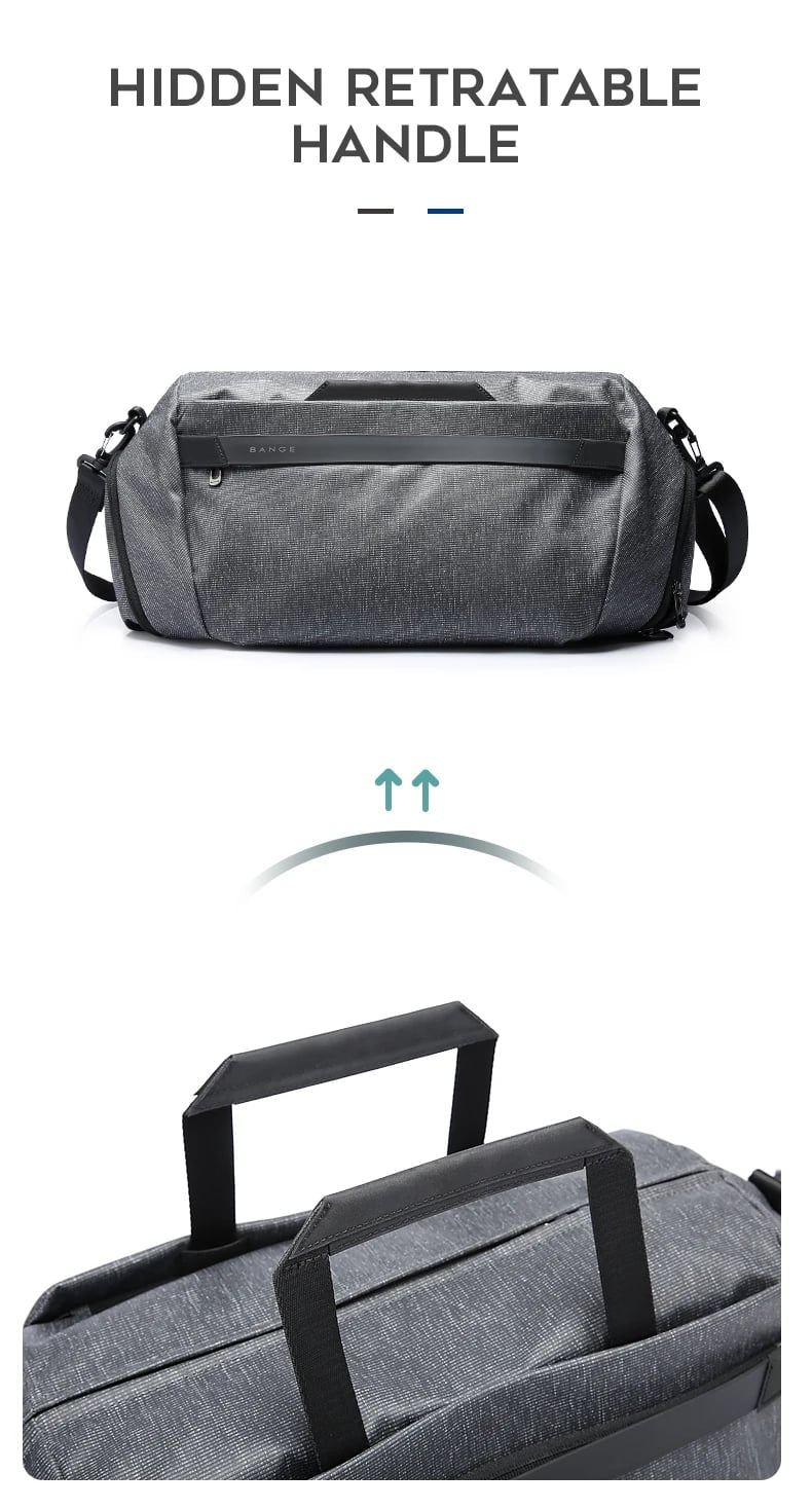 Women’s gym and travel duffel bag with hidden retractable carry handle design
