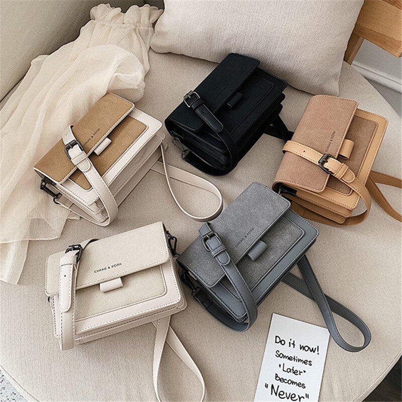 Women's Korean square crossbody bag available in white black gray brown and khaki colors
