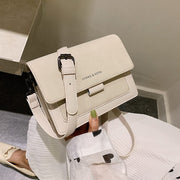 White Korean square crossbody bag for women with adjustable shoulder strap
