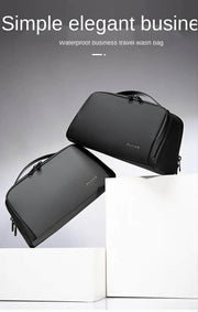 Elegant waterproof cosmetic organizer bag designed for travel, beauty products, and daily essentials.
