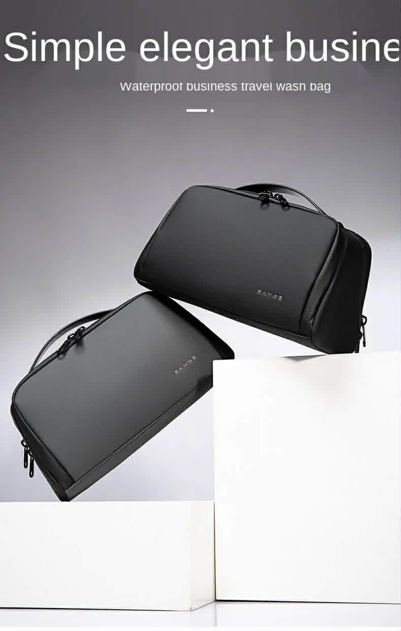 Elegant waterproof cosmetic organizer bag designed for travel, beauty products, and daily essentials.
