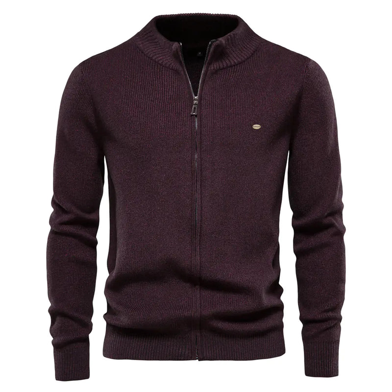 Solid Color Zipper Sweater for Men