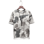 Lightweight camo summer t-shirt for men with distressed streetwear design