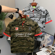 Men’s camouflage polo shirts in gray and green variants
