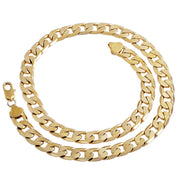 Men's gold Cuban chain neclace 24 inch cassic link full view.