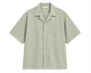 Men’s Cuban collar short sleeve shirt available in gray-green 