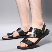 Men wearing comfortable black beach sandals for outdoor casual use