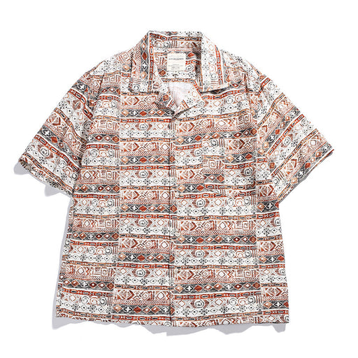 Men’s Hawaiian print Cuban collar loose fit summer shirt front view

