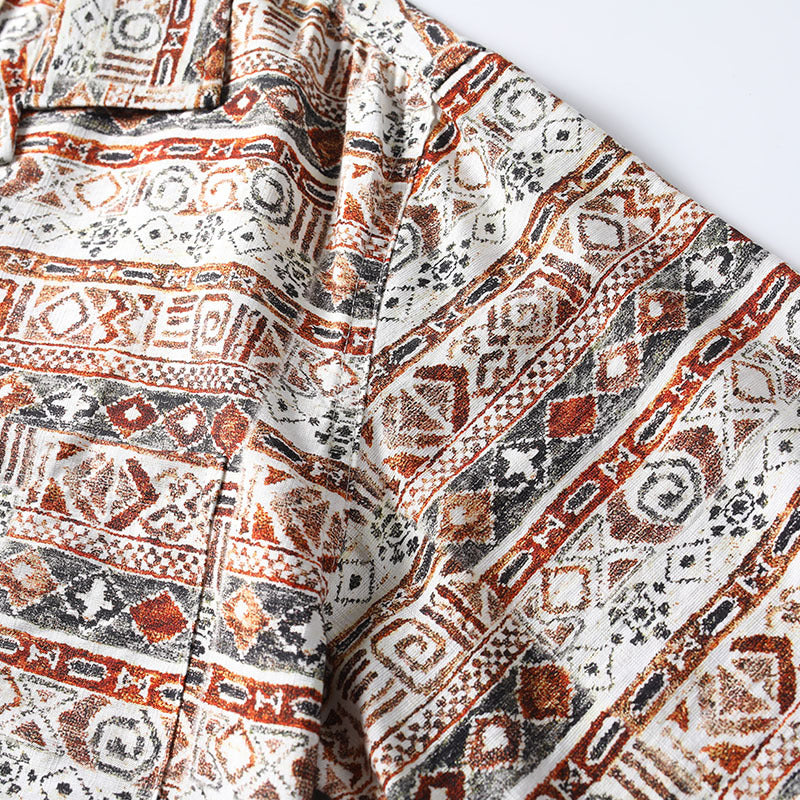 Men’s Hawaiian Print Cuban Collar Loose Fit Summer Shirt