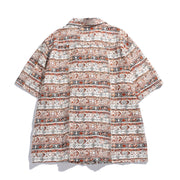 Back view of men’s Hawaiian print short sleeve Cuban collar shirt

