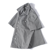 Angled view of breathable men’s houndstooth summer shirt
