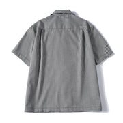 Back view of men’s relaxed fit houndstooth casual shirt
