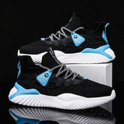 Men’s Lightweight Breathable Sneakers in black and blue, designed for comfort and casual wear, perfect for daily activities.