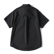Loose fit black casual polo shirt for men back view