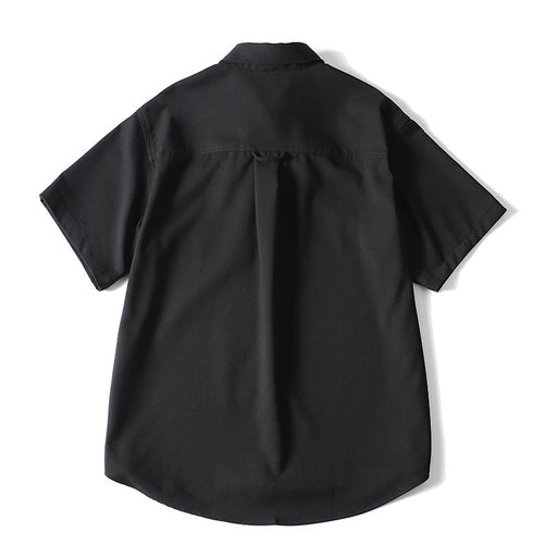 Loose fit black casual polo shirt for men back view