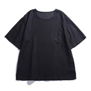 Men’s navy blue loose fit round neck pocket t-shirt
