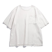 Men’s off-white loose fit round neck pocket t-shirt front view
