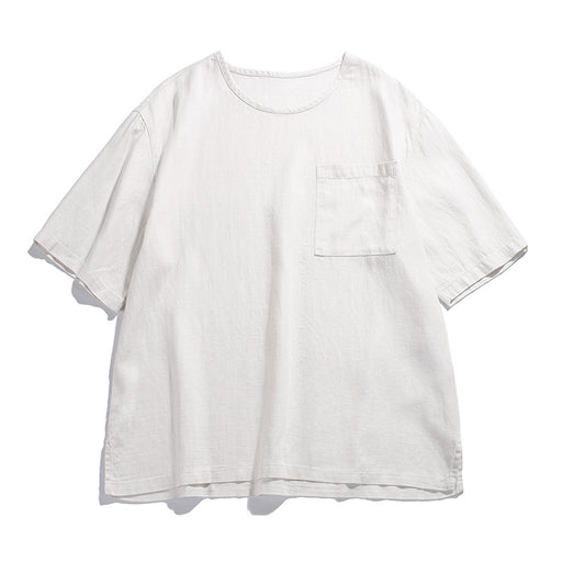 Men’s off-white loose fit round neck pocket t-shirt front view
