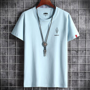 Blue Men’s oversized cotton summer t-shirt with minimalist streetwear style