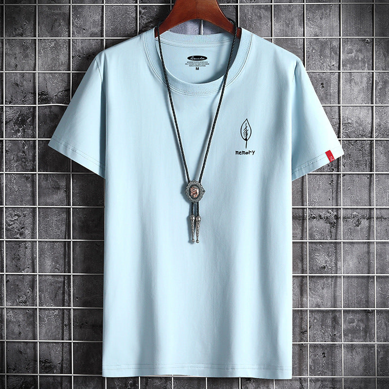 Blue Men’s oversized cotton summer t-shirt with minimalist streetwear style