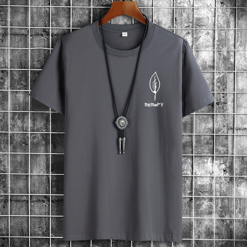 Gray Men’s oversized cotton summer t-shirt with minimalist streetwear style