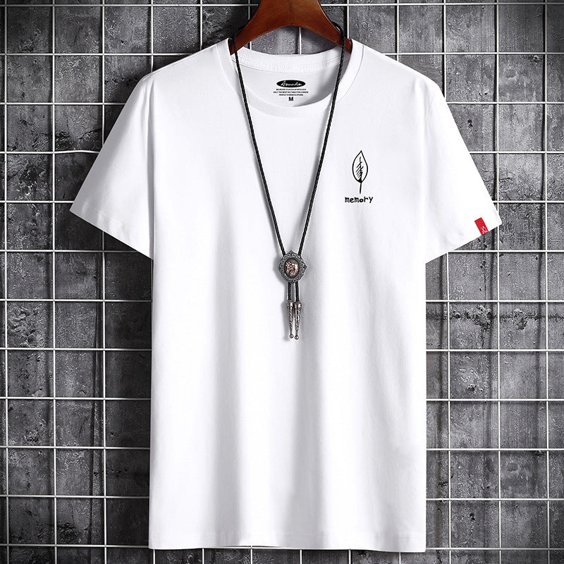 White Men’s oversized cotton summer t-shirt with minimalist streetwear style