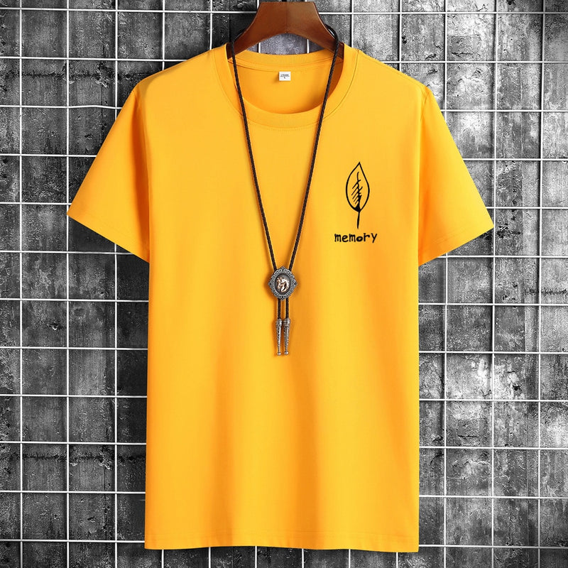 Yellow Men’s oversized cotton summer t-shirt with minimalist streetwear style