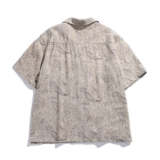 Back view of men’s paisley print short sleeve summer shirt
