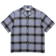 men's plaid short sleeve shirt in light purple and black for casual streetwear style