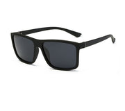 Men’s polarized square sunglasses black frame with green lenses
