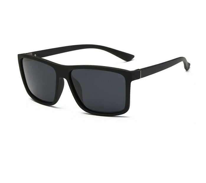 Men’s polarized square sunglasses black frame with green lenses
