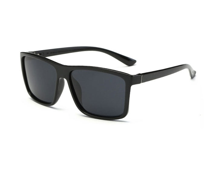 Men’s polarized square sunglasses black frame with grey lenses
