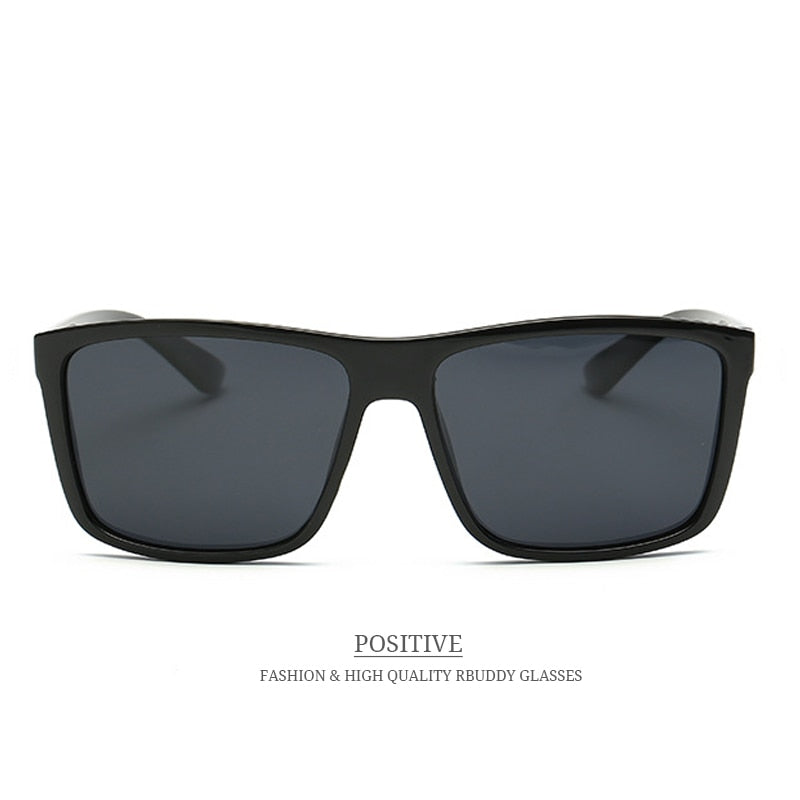 Front view of men’s polarized square sunglasses
