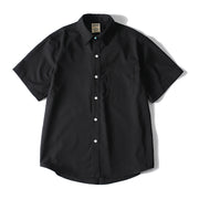 Men’s retro oversized black button-up shirt front view