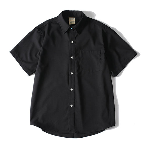 Men’s retro oversized black button-up shirt front view