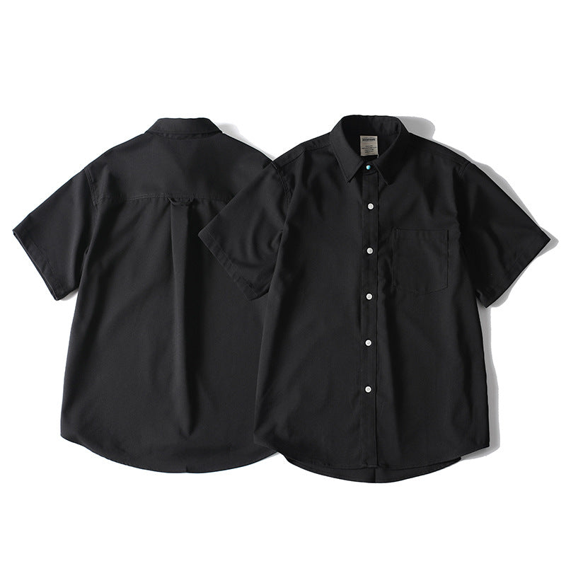 Men’s oversized button-up shirt front and back display