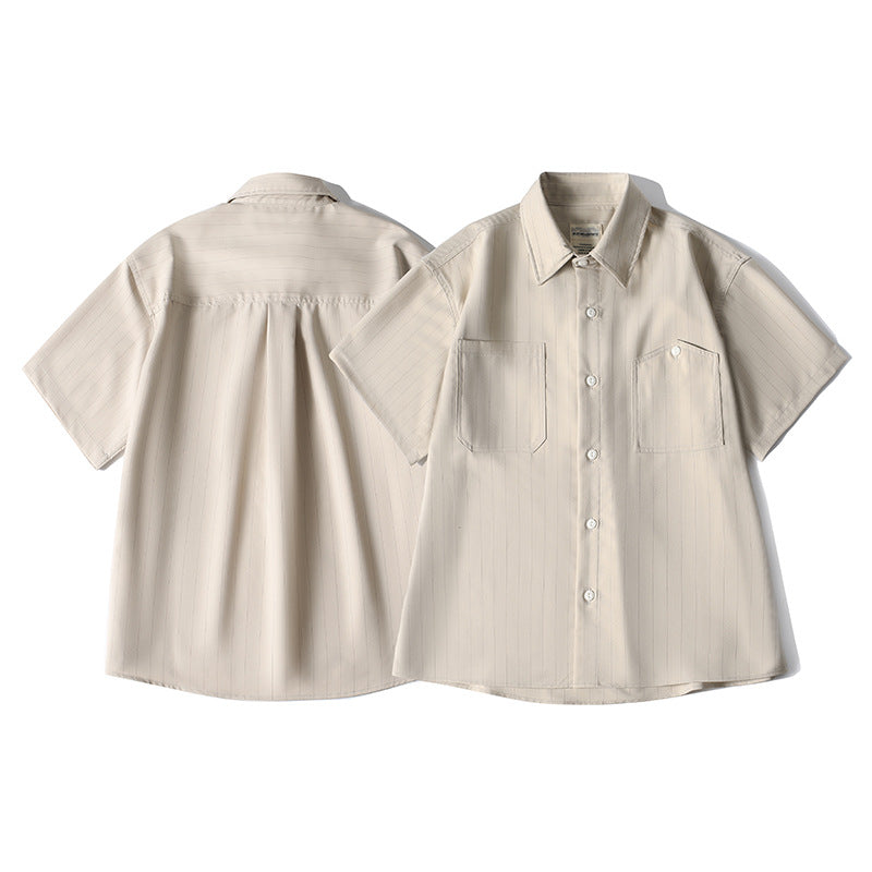 Men’s oversized short sleeve shirt front and back display