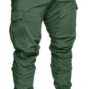 slim fir cargo joggers for men in green color with multiple pockets
