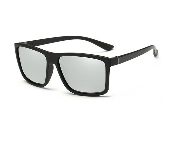 Men’s square frame glasses with clear lenses
