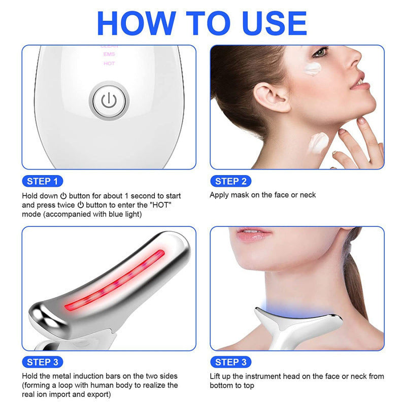 How to use the neck beauty massager with LED light therapy