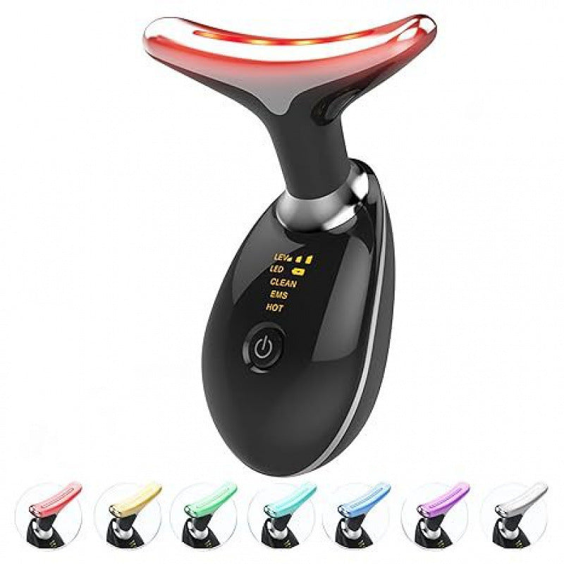 Neck beauty massager featuring 7-color LED light therapy modes

