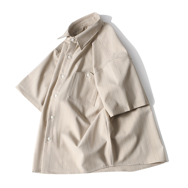 Side angle of minimalist retro summer shirt