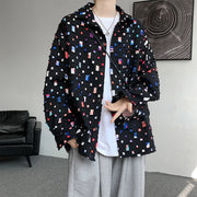 oversized plaid shirt for men in a black and colorful pattern, perfect for a relaxed streetwear style.