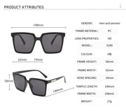 Oversized square sunglasses dimensions and frame measurements for women
