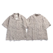 Men's Paisley Cuban Collar Loose Fit Summer Shirt front and back view in breathable lightweight fabric
