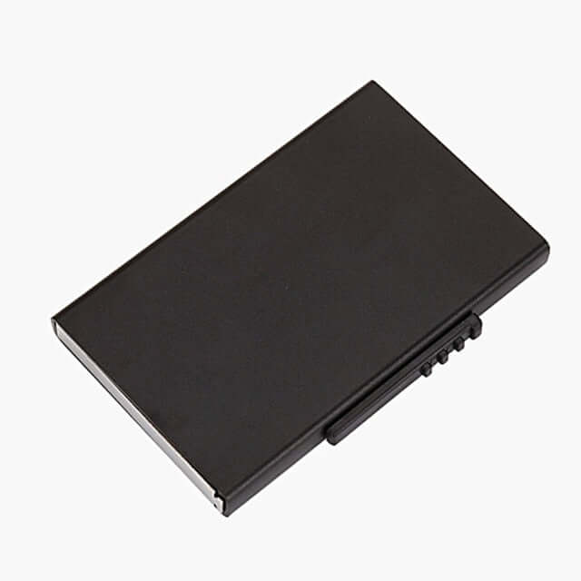 RFID Pop-Up Card Wallet Slim Minimalist Design in sleek black color, showcasing its compact and stylish look.