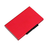 RFID Pop-Up Card Wallet Slim Minimalist Design in red color with a sleek surface for card protection.